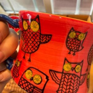 Pier 1 Stackable Colorful Owl Coffee Mugs 4 Total